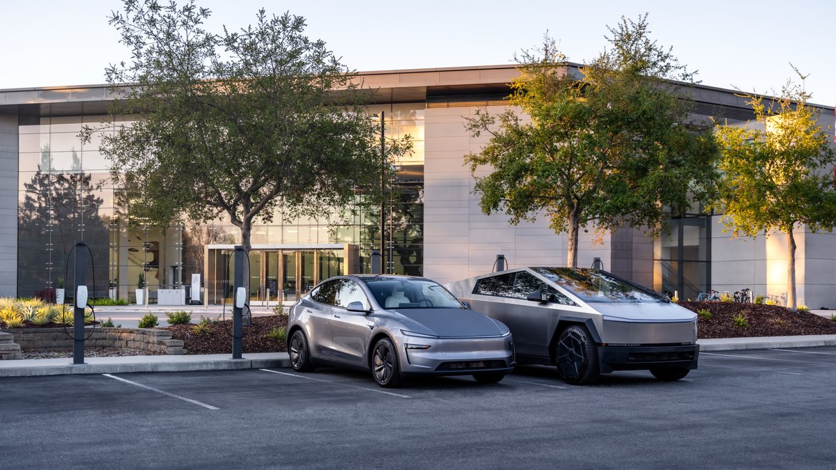 Tesla Level 2 Wall Connectors in a commercial parking area
